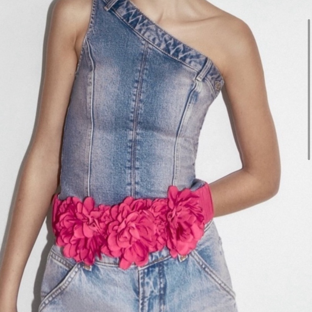 ZARA rare & beautiful 3 Roses limited edition bohemian floral fabric belt🔥🔥🔥